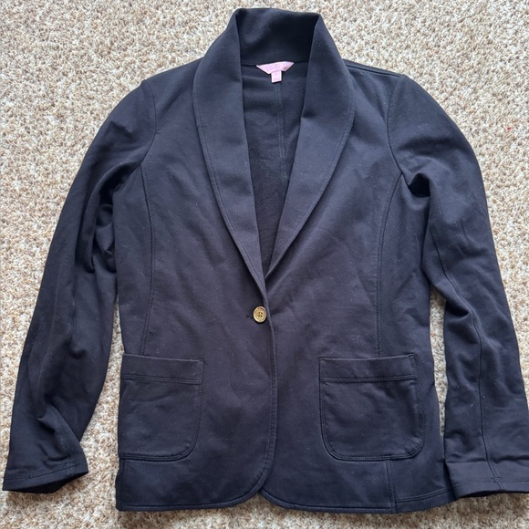 LILLY PULITZER $178 Black Shawl Collar One Button Blazer Large - Picture 1 of 4